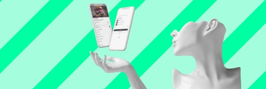 Illustration, hand med mobiler